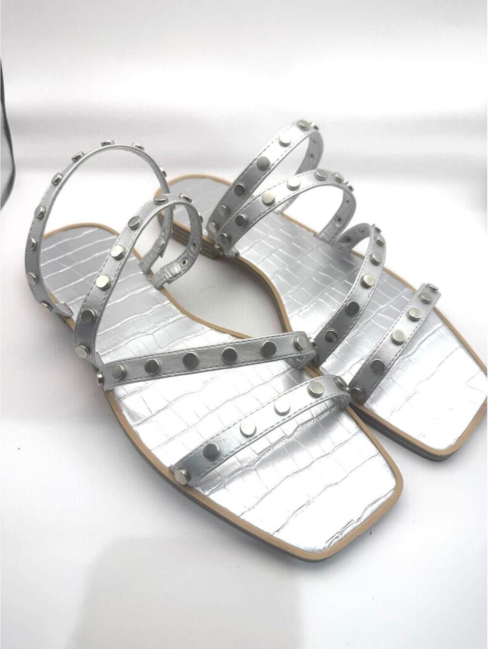 Silver Studded Strappy Women's Sandals size 9